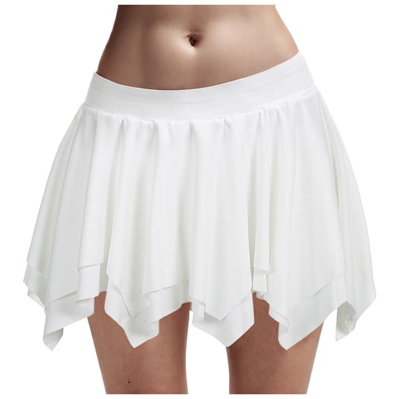 UAYOTSE Flowy Shorts for Women Casual Floral Skorts Ruffle Mini Skirts Running Tennis Butterfly Shorts Chiffon Shorts,White S