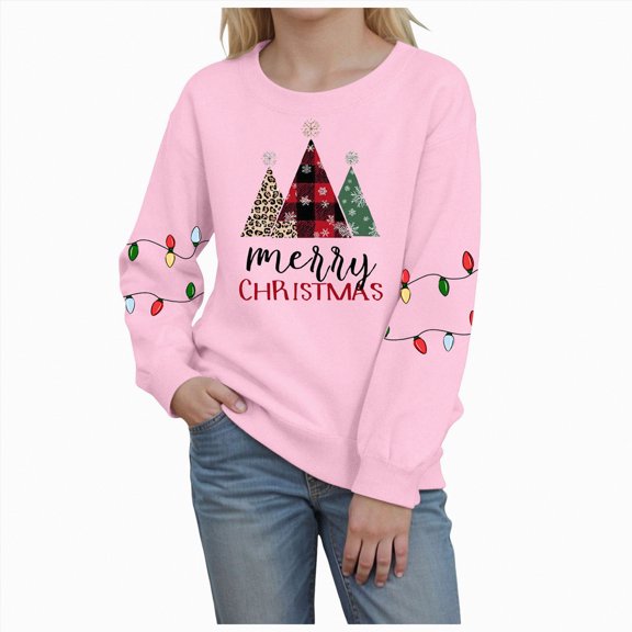UAYOTSE Girl Christmas Sweatshirt Merry Christmas Outfit Long Sleeve Crewneck Xmas Pullover Tops,Sizes 3-4 Years