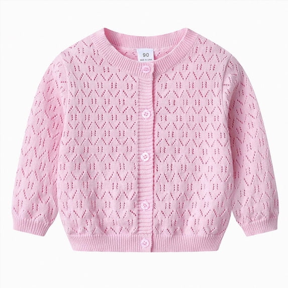 UAYOTSE Girl's 4T 5T 6T 7T 8T 9T Thin Crewneck Button-up Cardigan Cotton Knit Sweater Cute Lightweight Girl Outerwear,Sizes 8-9 Years