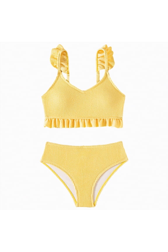 Girls' 2 Piece Bikini Swimsuits Adjustable Straps with Chest Pad Girls Bathing Suit,Sizes 11-12 Years