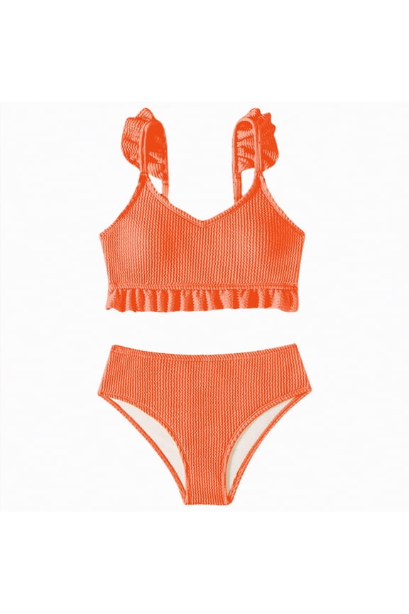 Girls' 2 Piece Bikini Swimsuits Adjustable Straps with Chest Pad Girls Bathing Suit,Sizes 13-14 Years