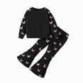 thumbnail image 1 of UAYOTSE Girls 2 Piece Cute Outfits Long Sleeve Butterfly Sweatshirt and Elastic Flared Pants Fall Clothing Set Size 4 Years, 1 of 7