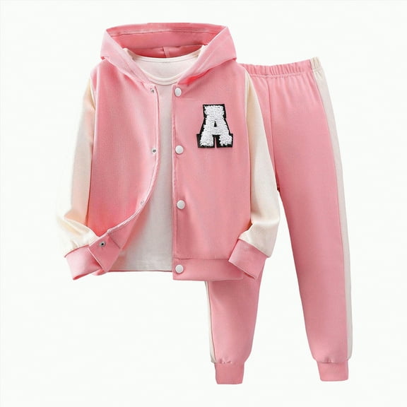 UAYOTSE Girls 2 Piece Outfits Sweatsuit Hoodie Sweatshirt and Sweatpant Tracksuit Athletic Jogger Sets(2T,Pink)