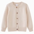 thumbnail image 1 of UAYOTSE Girls 3 6 9 12 18M 2T 3T Crewneck Cotton Knit Sweater Long Sleeve Button Up Cute Casual Daily Clothes,Sizes 3-4 Years, 1 of 9
