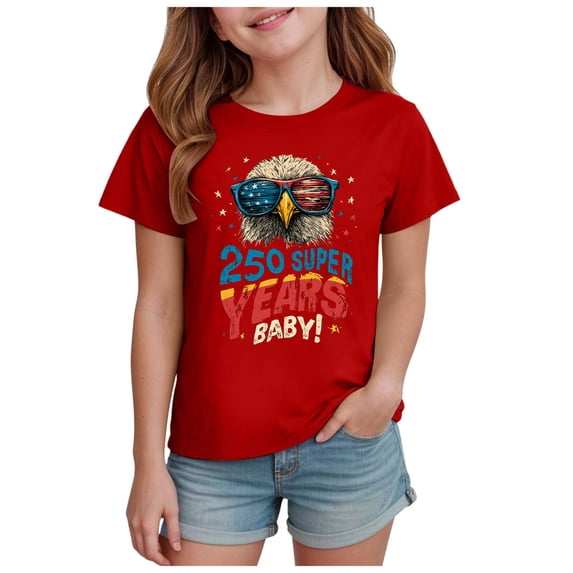 UAYOTSE Girls Boys Independence Day T-Shirt Fashion Sequins 4th of July Top Summer American Flag,Sizes 7-8 Years