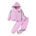 thumbnail image 1 of UAYOTSE Girls Butterfly Printed Zip Up Hoodie And Sweatpants Set Fall Casual Tracksuit Clothing Set(5-6 years,I16-Purple), 1 of 4