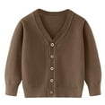 thumbnail image 1 of UAYOTSE Girls Cardigan Sweater Button Long Sleeve School Uniform Crewneck Knit Solid Sweaters Tops(3-4 Years,I3-Brown), 1 of 4