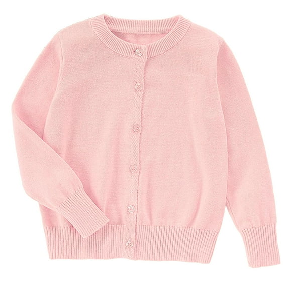 UAYOTSE Girls Cardigan Sweater School Uniforms Button Long Sleeve Knit Tops Sweaters for Little Girls(5-6 Years,I423-Pink)