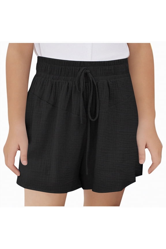 Girls Casual Loose Fit Solid Color Shorts For Everyday Outdoor And Sports Activities Comfortable Breathable Summer School Uniform Pants,Sizes 11-12 Years