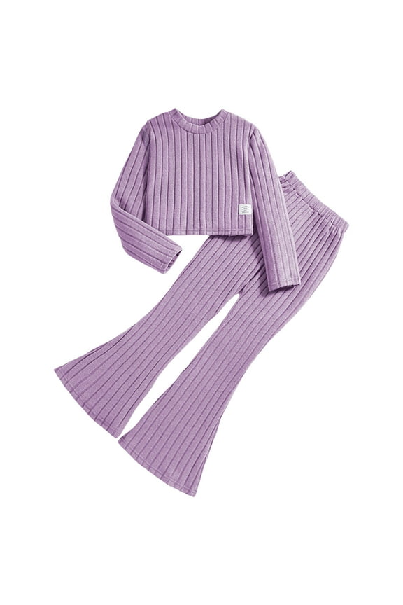 Girls Clothes Fall Girl Outfits 2Pcs Hoodie Pullover Sweatshirt+Pant+Leggings Winter For Size 4 8 Years Little Girls(8-9 Years,I239-Purple)