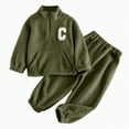 thumbnail image 1 of UAYOTSE Girls Clothes Winter Fleece Quarter Zip Solid Color Letter Sweatshirt with Sweatpants Girls Clothing Set Two Piece Outfits,Sizes 2-3 Years, 1 of 6