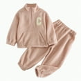 thumbnail image 1 of UAYOTSE Girls Clothes Winter Fleece Quarter Zip Solid Color Letter Sweatshirt with Sweatpants Girls Clothing Set Two Piece Outfits,Sizes 6-7 Years, 1 of 5