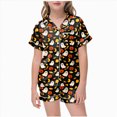 thumbnail image 1 of UAYOTSE Girls Collared Silky Sleep Set, Button‑Front Short‑Sleeve Top and Shorts, 2‑Piece Kids Loungewear Suitable for Lounging Around The House Size 4-5 Years, 1 of 5