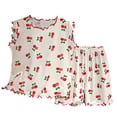 thumbnail image 1 of UAYOTSE Girls Comfortable and Breathable Set Cute Cartoon Printed Short Sleeve Shorts Two Piece Pajamas Set,Sizes 5-6 Years, 1 of 3