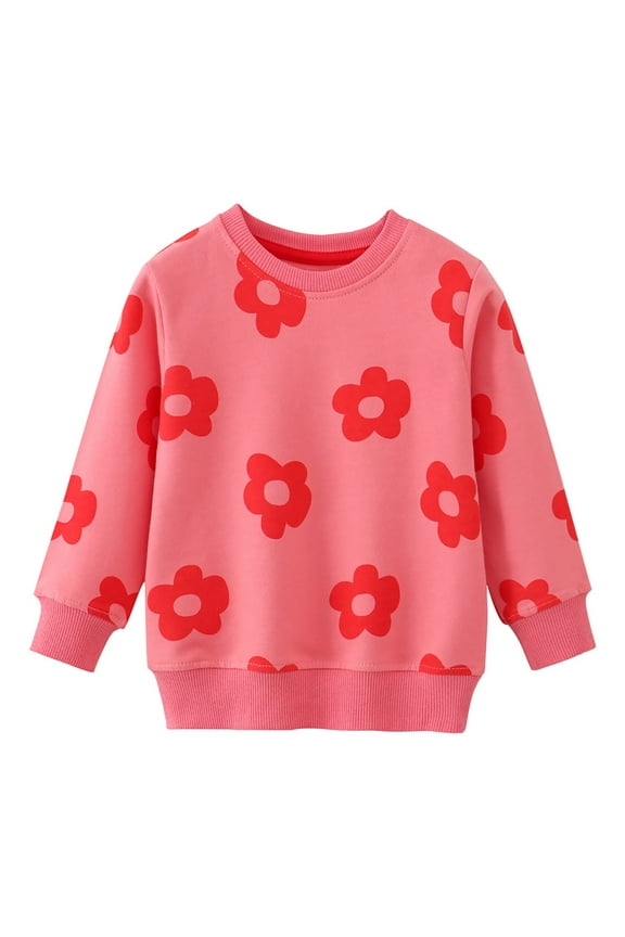 Girls Cotton Long Sleeve T-Shirt Toddler Comfort Soft Thick Basic Crewneck Tee Tops,Pink 4 Years