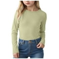 thumbnail image 1 of UAYOTSE Girls Cotton Long Sleeve T-Shirt Toddler Comfort Soft Thick Basic Crewneck Tee Tops(R30-Green,13-14 Years), 1 of 7
