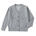thumbnail image 1 of UAYOTSE Girls Crewneck Cardigan Long Sleeve Children Button Cotton Sweater Uniform Sweaters for Little Girls(5-7 Years,I391-Light Gray), 1 of 3
