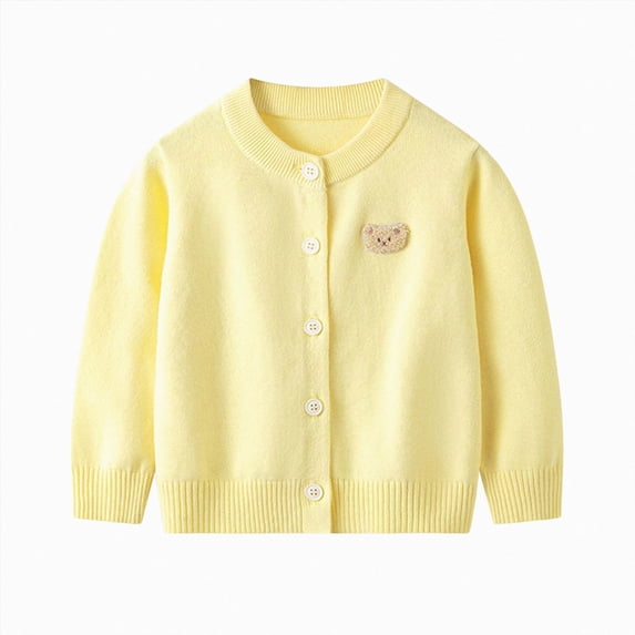 UAYOTSE Girls Cropped Cardigan 18 24 Months 2T 3T 4T 5T 6T 7T Sweaters Long Sleeve Cable Knit Button Front Sweater,Sizes 5-6 Years