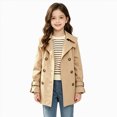 thumbnail image 1 of UAYOTSE Girls Double Breasted Trench Coat Lapel Mid Length Elegant Outerwear, 1 of 7