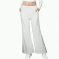 thumbnail image 1 of UAYOTSE Girls High Waisted Pants Kids Wide Leg Dress Pants Casual Trousers With Pockets(White,11-12 Years), 1 of 4