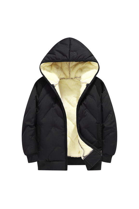 Girls Down Jacket Winter Thermal Lined Winter Coat Kids Thick Quilted Jacket Long Windproof Hooded Jacket Outdoor Jacket Cute Plain Down Coat 2 14 Years,Sizes 13-14 Years