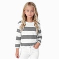 thumbnail image 1 of UAYOTSE Girls Kids Striped Long Sleeve Top Crew Neck Classic Print School Everyday Casual Outfit Fall,Sizes 9-10 Years, 1 of 7