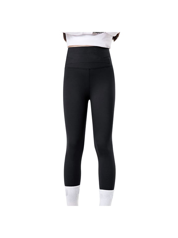 Girls Leggings Dance Active Pants Casual Tights Stretch Ankle Length for Kid Teens Yoga Running(9-12 Years,Black)