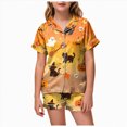 thumbnail image 1 of UAYOTSE Girls Lightweight Satin Sleep Outfit, Collared Button‑Front Short‑Sleeve Top and Matching Shorts, Usable Pjs for Sleepovers and Home Relaxation Size 4-5 Years, 1 of 5