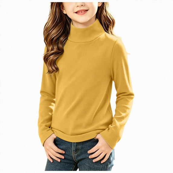 UAYOTSE Girls Long Sleeve Mock Neck Shirt Solid Color Stretchy Soft Base Layer Underwear Top