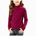 thumbnail image 1 of UAYOTSE Girls Long Sleeve Mock Neck Shirt Solid Color Stretchy Soft Base Layer Underwear Top, 1 of 9