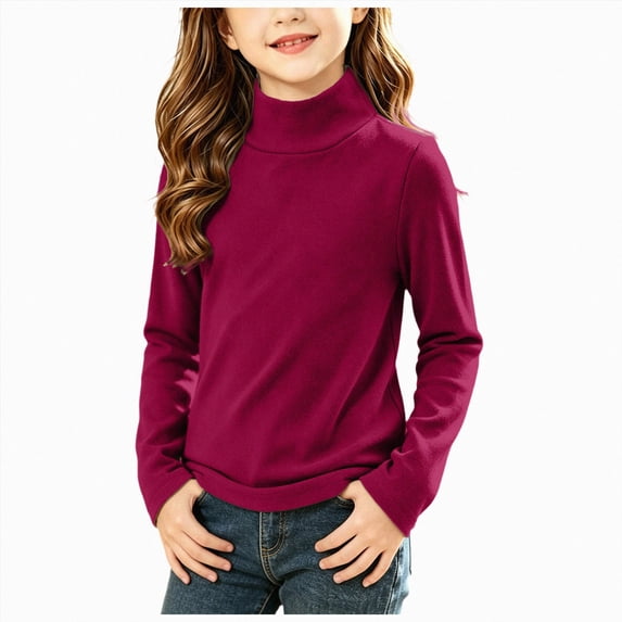 UAYOTSE Girls Long Sleeve Mock Neck Shirt Solid Color Stretchy Soft Base Layer Underwear Top