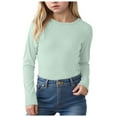 thumbnail image 1 of UAYOTSE Girls Long Sleeve Ruffle T-Shirts, Basic Crewneck Everyday Tops(R78-Light Blue,7-8 Years), 1 of 7