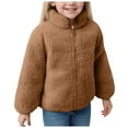 thumbnail image 1 of UAYOTSE Girls Long Sleeved Hoodless Jacket Comfortable Fleece Lined Warm Fashionable Zippered Jacket(S73-Coffee,12-18 Months), 1 of 6
