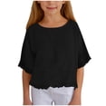 thumbnail image 1 of UAYOTSE Girls Loose Athletic Shirts Short Sleeve Crop Tops Kids Quick Dry Gym Yoga Tees,Sizes 5-6 Years, 1 of 6