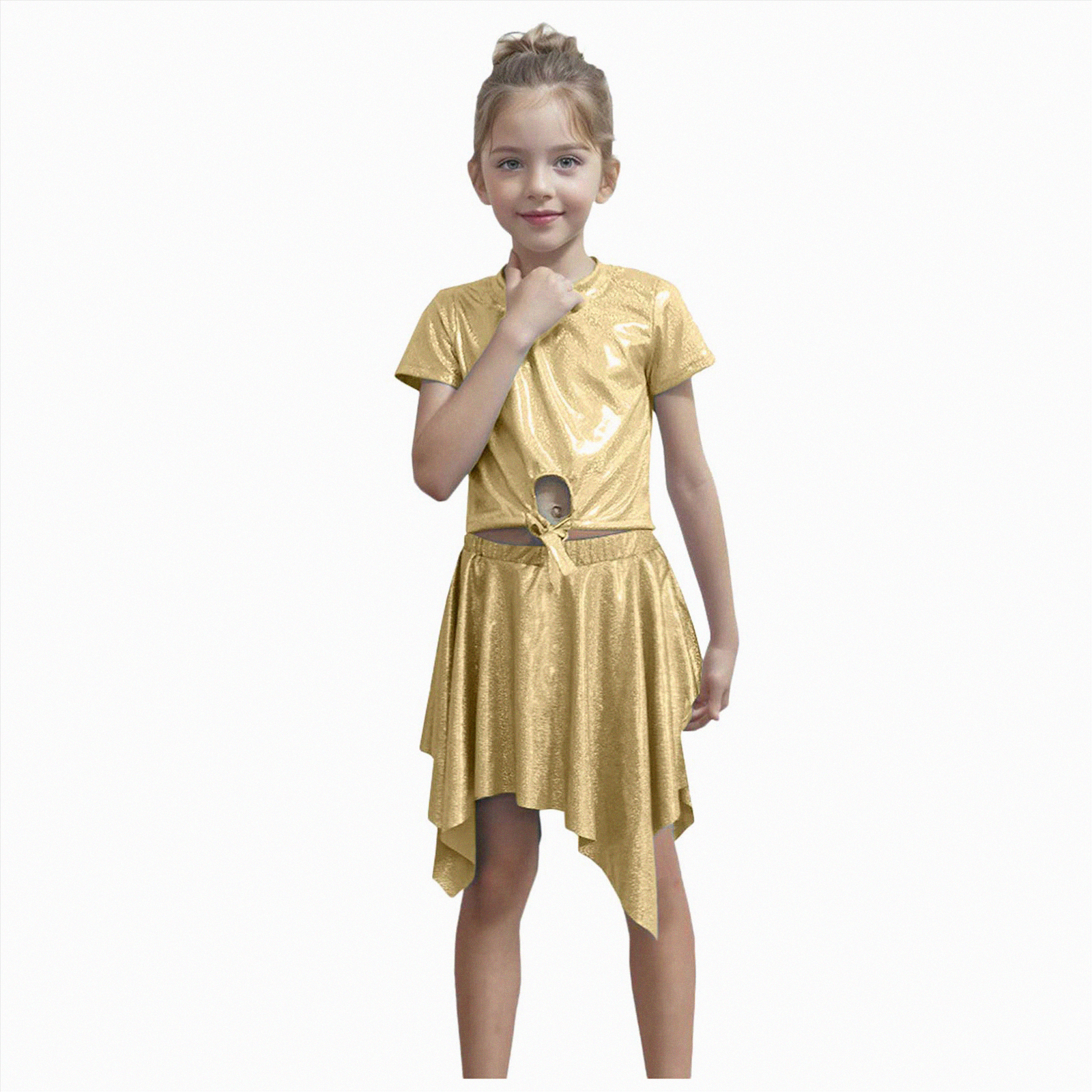 Hop Size UAYOTSE Girls Metallic Outfit Sequin Hip Hop Dance Shiny Crop Top for ...