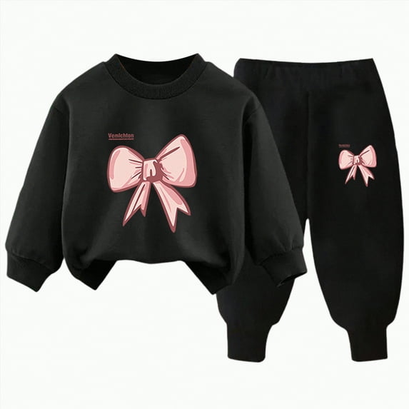 UAYOTSE Girls Outfit Sets 2 Pieces Long Sleeve Pullover Printed Girls Clothing Sets Orange Size 6 T,Sizes 3-4 Years