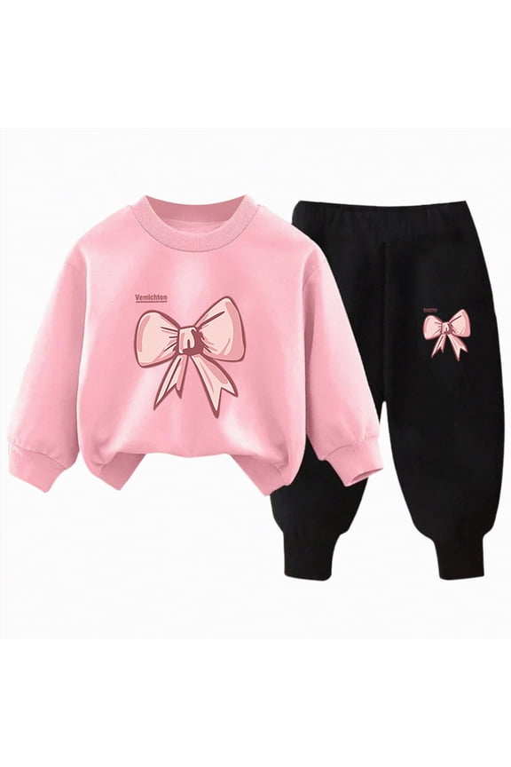 Girls Outfit Sets 2 Pieces Long Sleeve Pullover Printed Girls Clothing Sets Orange Size 6 T,Sizes 5-6 Years