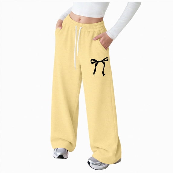 UAYOTSE Girls Pants Comfortable Soft Stylish Casual Wide Leg Pants Loose Fitting Long Pants,Sizes 5-6 Years