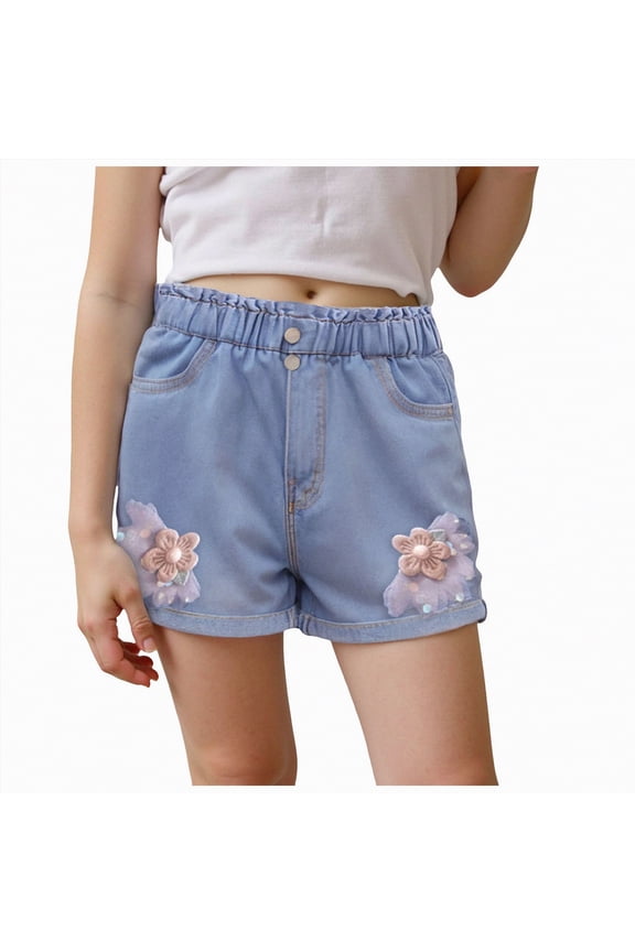 Girls' Pants Kids Casual Lightweight Shorts Solid Color Elastic Waisted Drawstring Loose Fit Shorts For Summer Casual Daily Outdoor Wear,Sizes 4-5 Years