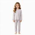 thumbnail image 1 of UAYOTSE Girls Ribbed Knit Long Sleeve Pajama Set Casual Crew Neck Top and Loose Fit Full Length Sleep Pants Size 9-10 Years, 1 of 7