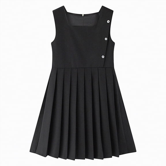 UAYOTSE Girls School Uniform Dress Cute Pleated Knee Length Sleeveless Preppy Jumper Dress for Kid,Sizes 12-14 Years