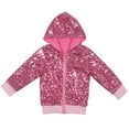 thumbnail image 1 of UAYOTSE Girls Sequin Bomber Jacket Sparkle Zipper Long Sleeve with Pockets Lightweight Jackets,Pink 8-9 Years, 1 of 4