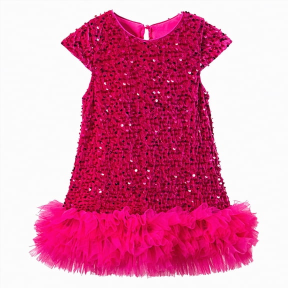 UAYOTSE Girls Sequin Dress A Line Sparkly Sleeveless Wedding Gown Party Dresses For Girls,Sizes 5-6 Years