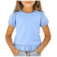 thumbnail image 1 of UAYOTSE Girls Shirts Cotton Short Sleeve Shirts for Girls Kids T-Shirts Tees Summer Tops,Sizes 6-7 Years, 1 of 7