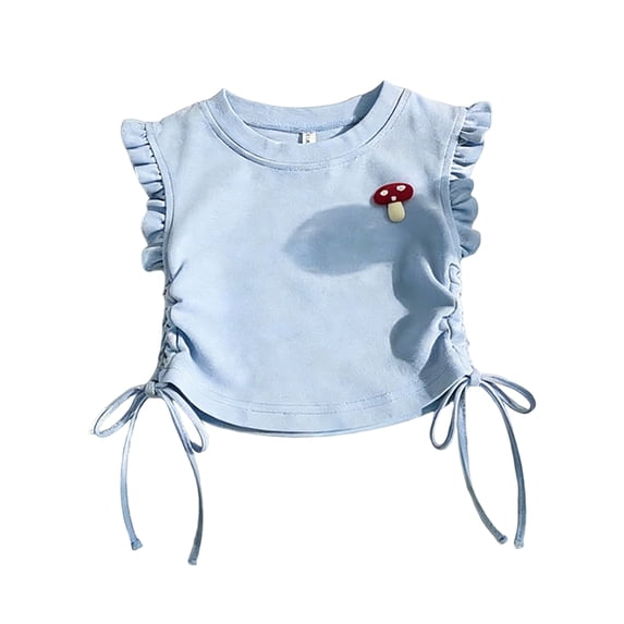 UAYOTSE Girls Shirts Short Sleeve Soft Cotton T-Shirts Plain Tees Tops Clothes for Kids,Sizes 3-4 Years