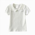 thumbnail image 1 of UAYOTSE Girls Short Sleeve Peter Pan Collar Blouse, Kids Puff Sleeve Solid Color Casual School Top Size 12-18 Months, 1 of 4