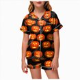 thumbnail image 1 of UAYOTSE Girls Short Sleeve Satin Pjs Set, Button‑Front Collared Top and Matching Shorts, Kids Sleep Loungewear for Holiday & Everyday Wear Size 4-5 Years, 1 of 5