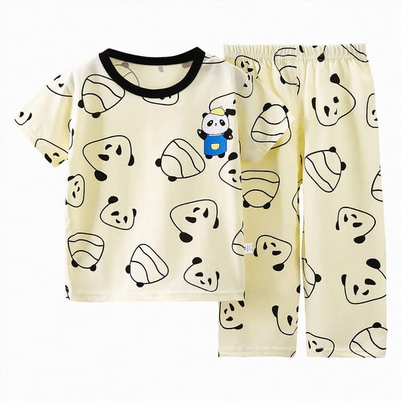 UAYOTSE Girls Short Sleeved and Long Legged Set Comfortable Soft Stylish Cute Cartoon Girls Pajama Set,Sizes 6-12 Months