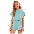 thumbnail image 1 of UAYOTSE Girls Summer Outfits 2 Piece Sets Short Sleeve Shirts and Shorts Set Kids Clothes,Sizes 12-18 Months, 1 of 8