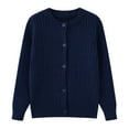thumbnail image 1 of UAYOTSE Girls Sweater Girls Button Down Cardigan Kids Long Sleeve Crewneck Uniform Knit Sweater 5-14 Years(4-5 Years,I136-Blue), 1 of 8
